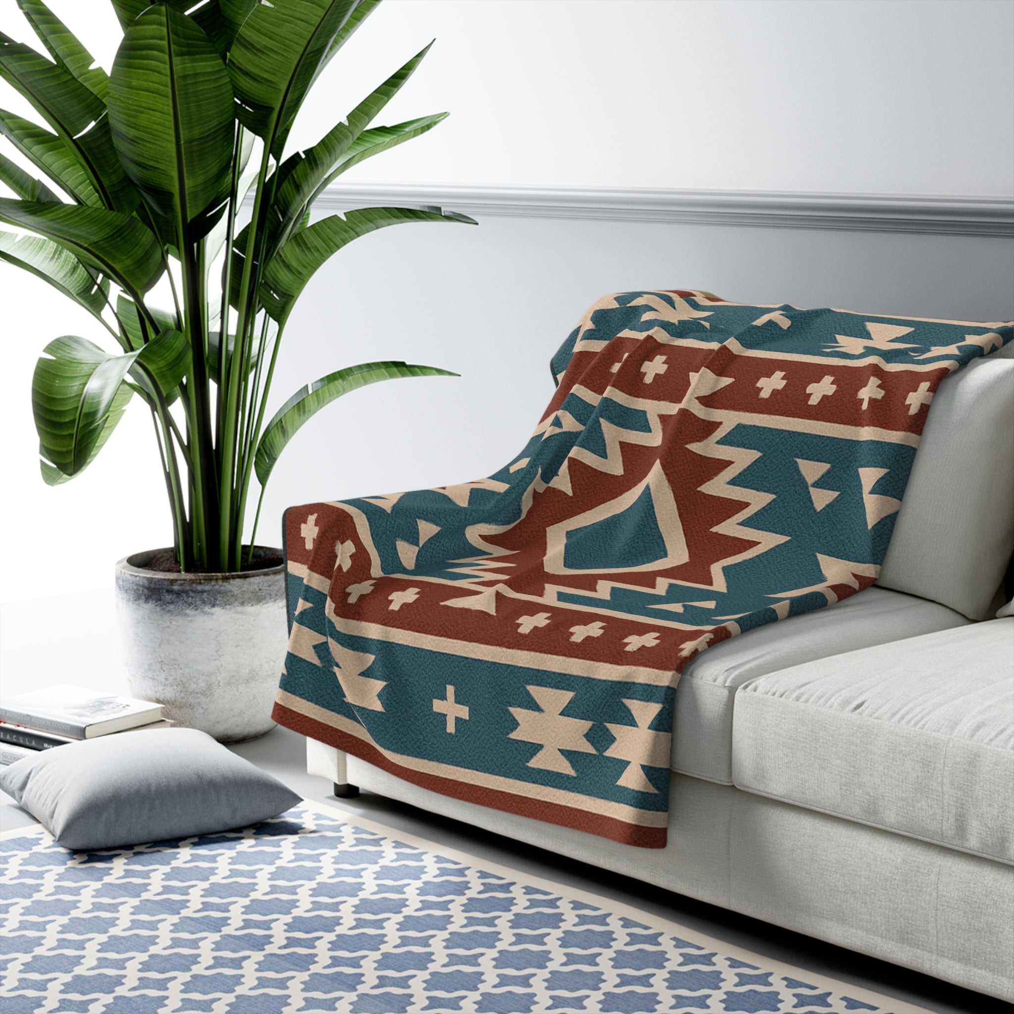 Cozy Sherpa Fleece Blanket native pattern