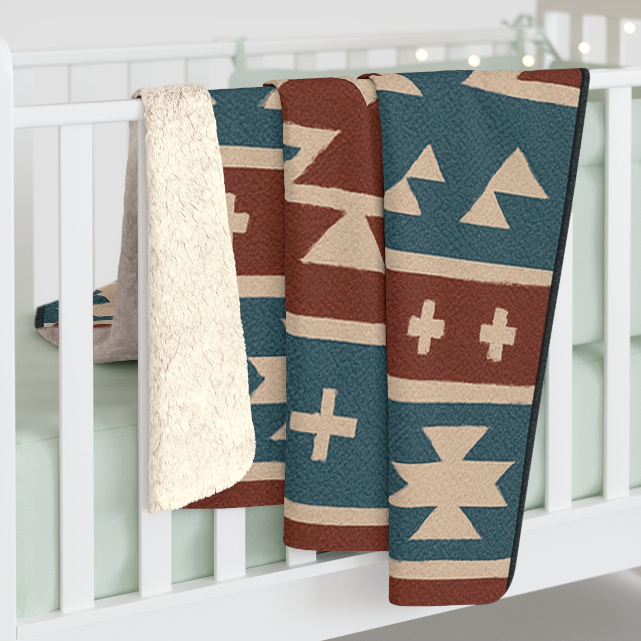 Cozy Sherpa Fleece Blanket native pattern