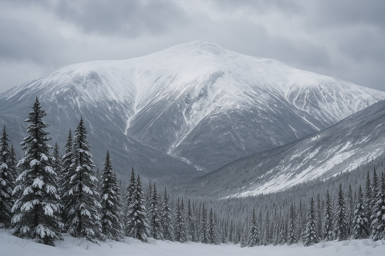realistic image of mount Washington during the winter 